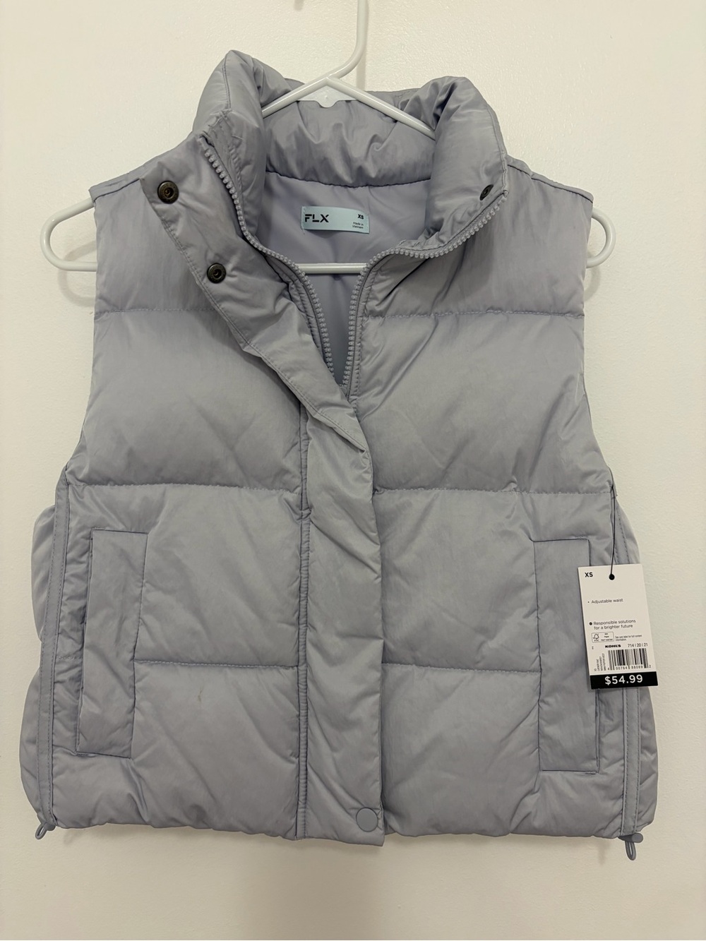 FLX Women's Light Gray Quilted Puffer Vest